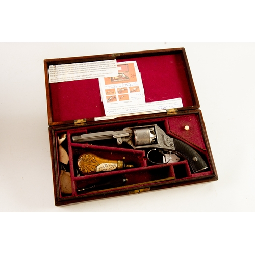 131 - A CONTINENTAL COPY OF AN ADAMS FIVE SHOT REVOLVER, 56 calibre, double-action with sighted octagonal ... 