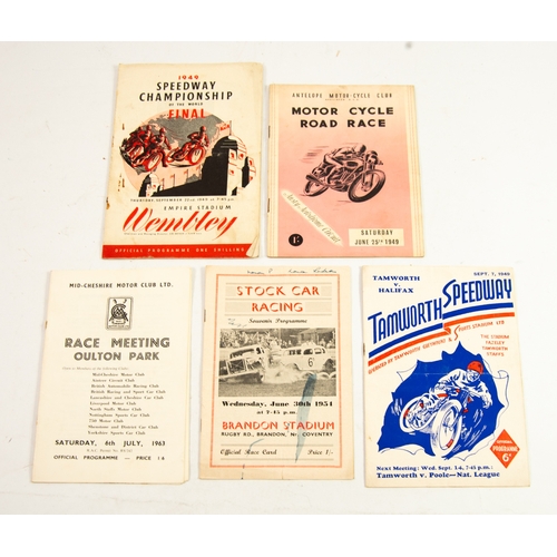 211 - FIVE MOTOR RACING PROGRAMMES FROM THE 1940’s AND LATER, comprising: MOTOR CYCLE ROAD RACE, ANSTY AER... 