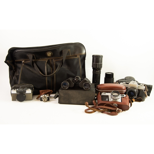 148 - OLYMPUS PEN EE-2 ROLL FILM CAMERA, TWO SLR ROLL FILM CAMERAS: SEAGULL DF (a/f) and KIEV, together wi... 