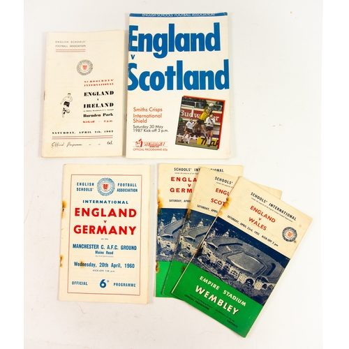 233 - FOOTBALL PROGRAMMES: 8 School's Internationals, England v Wales 1955, Scotland 1956, Germany 1960, I... 