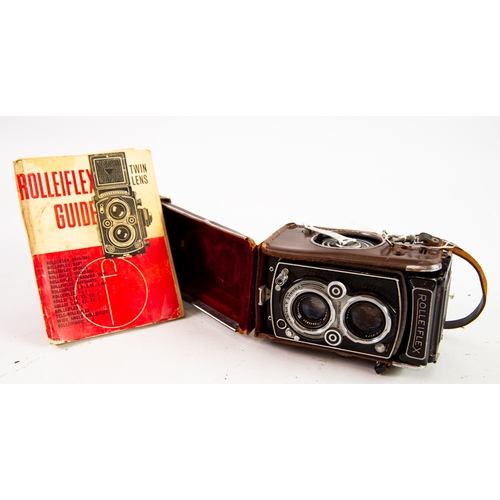 142 - FRANKE & HEIDECKE ROLLIFLEX TLR CAMERA, with Xenar f:3.5, 75mm lens, in brown leather case, with... 