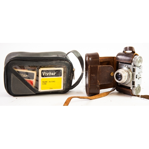 145 - FOUR VINTAGE CAMERAS, comprising: AGFA AMBIFLEX, LUBITEL 2 TLR, KODAK 1A POCKET CAMERA and a BRAUN P... 