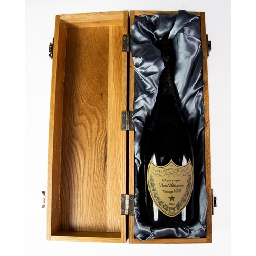 169 - DOM PERIGNON CHAMPAGNE, brut, 2008, one 75cl bottle in blue silky fabric lined, light oak, presentat... 