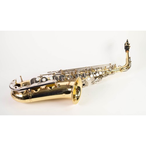 49 - YAMAHA POST-WAR GILT METAL YAS 23 ALTO SAXOPHONE, stamped No 015212 with a mouthpiece (one lower sec... 