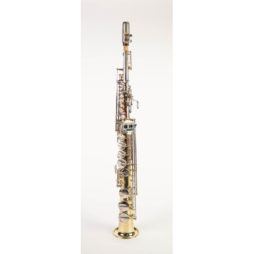 50 - BOOSEY & HAWKES 'LA FLEUR' GILT METAL SOPRANO SAXOPHONE, No 5981 with mouthpiece in fitted and p... 