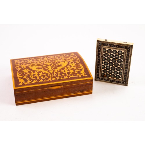 250 - MIDDLE EASTERN INSPIRED EARLY 20TH CENTURY CARTE-DE-VISITE CASE with all over bone and micro-mosaic ... 