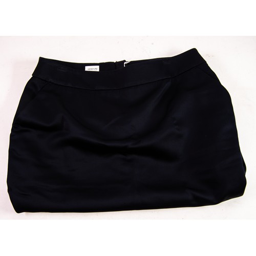 441 - ARMANI COLLEZIONI, ITALIAN BLACK WOOL/RAYON SKIRT, size 48, with two slit pockets, 14