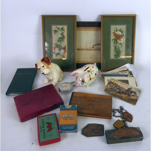 256 - SMALL, MIXED LOT OF MINOR COLLECTABLES, including: SMALL COLLECTION OF POSTCRDS, SOUVENIR BOOKLET OF... 