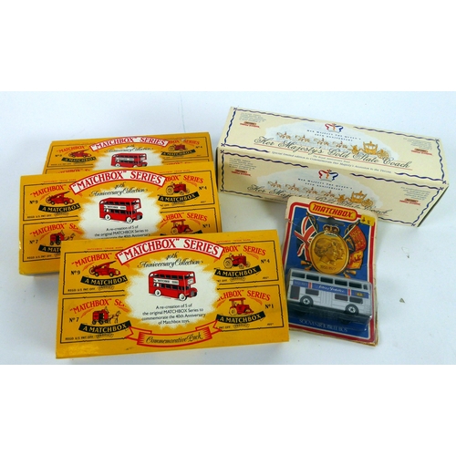 386 - THREE MATCHBOX SERIES MINT AND BOXED 40TH ANNIVERSARY COMMEMORATIVE PACKS, boxes good; MODELS OF YES... 