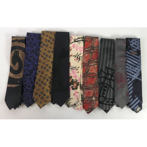 422 - COLLECTION OF NINE VIVIENNE WESTWOOD SILK TIES, (9)