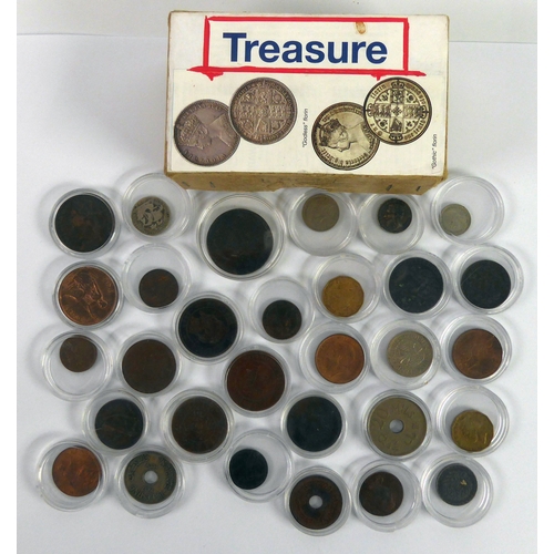 79 - INTERSTING AND VARIED SMALL COLLECTION OF 18TH CENTURY AND LATER GB AND WORLD COINAGE to include als... 