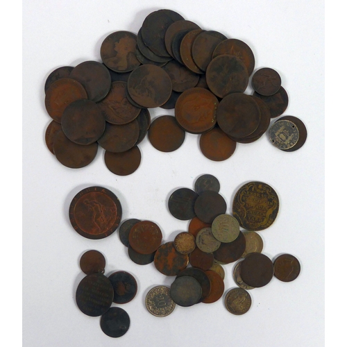 83 - SELECTION OF GB AND OTHER 18TH CENTURY AND LATER, MAINLY COPPER COINAGE including a George III coppe... 