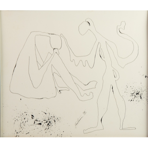 417 - EUROPEAN SCHOOL (MODERN)PEN & BLACK INK DRAWINGTwo abstract male and female figures, possibly Ha... 