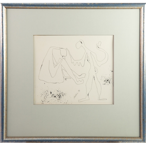 417 - EUROPEAN SCHOOL (MODERN)PEN & BLACK INK DRAWINGTwo abstract male and female figures, possibly Ha... 