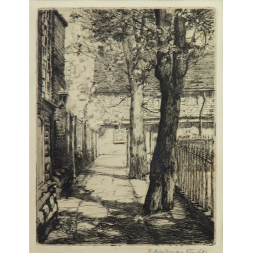 420 - H BOARDMAN WRIGHT A R E (d.1915) ETCHINGS, TWO Rear Views of Houses Each signed in pencil in margins... 