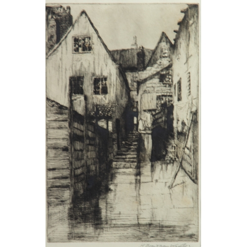 420 - H BOARDMAN WRIGHT A R E (d.1915) ETCHINGS, TWO Rear Views of Houses Each signed in pencil in margins... 