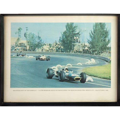 429 - AFTER MICHAEL TURNER SET OF FOUR VINTAGE COLOUR PRINTS OF ORIGINAL PAINTINGS OF RACING CARS IN ACTIO... 