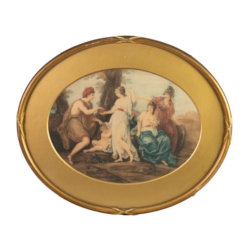 430 - AFTER ANGELICA KAUFFMAN EARLY 20th CENTURY OVAL COLOUR AQUATINT The Judgement of Paris In original g... 