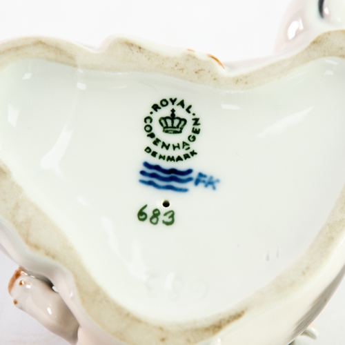 51 - ROYAL COPENHAGEN PORCELAIN GROUP OF TWO PIGS, 4 ¾” (12cm) wide, printed mark