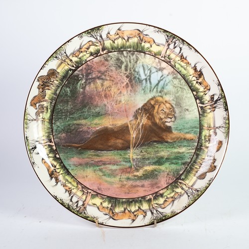 14 - ROYAL DOULTON (BURSLEM) POTTERY AFRICAN SERIES WALL PLAQUE titled 'LION, AFRICAN GAME RESERVE' D.630... 