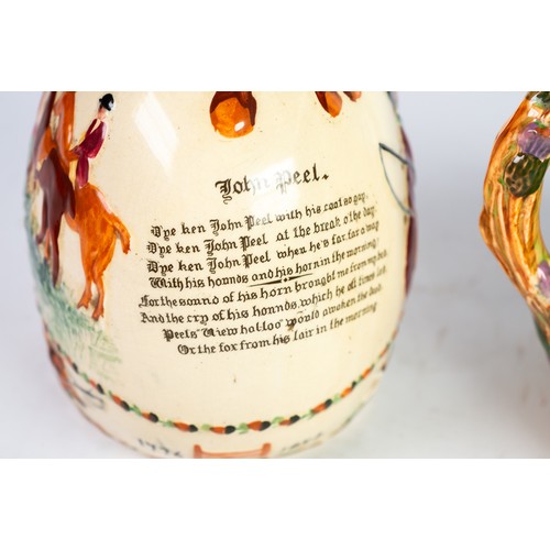 61 - CROWN DEVON MOULDED POTTERY MUSICAL ‘JOHN PEEL’ FLASK AND STOPPER, 8 ¼” (21cm) high, together with a... 