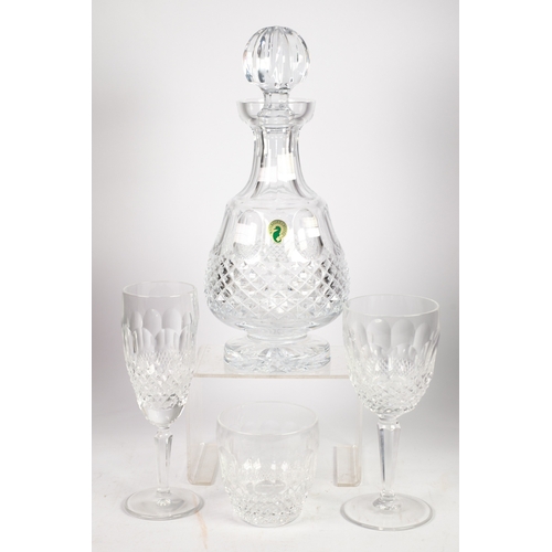 217 - WATERFORD CRYSTAL 'COLLEEN' PATTERN BRANDY DECANTER AND STOPPER of mallet shape with circular foot, ... 