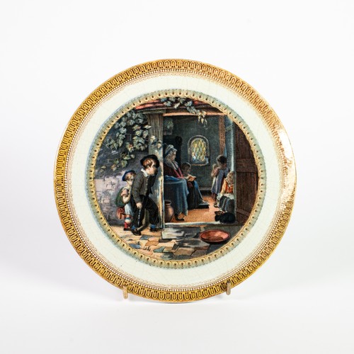 55 - A RARE PRATT WARE TEAPOT STAND 'The Truant', adapted from a painting exhibited in the RA by T. Webst... 