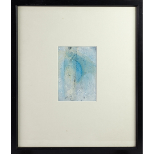 16 - CAROLA COLLEY (1965) ACRYLIC ON PAPER ‘Abstract in Blue’ Attributed and titled verso6 ½” x 4 ½” (16.... 