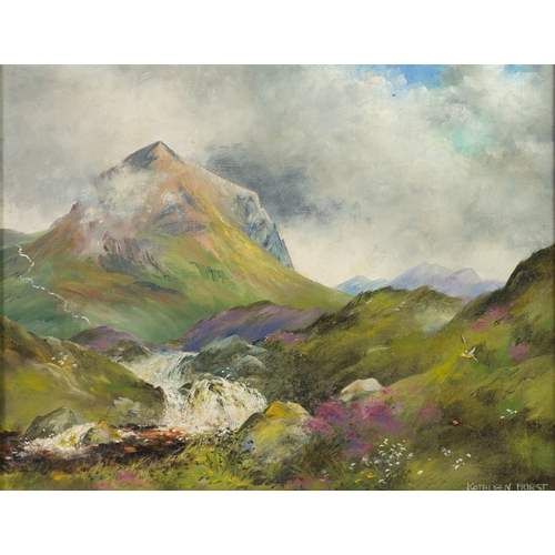 61 - KATHLEEN HURST (TWENTIETH CENTURY)OIL ON CANVAS 'Marsco Glen, Sligachan, Skye' Signed lower right an... 