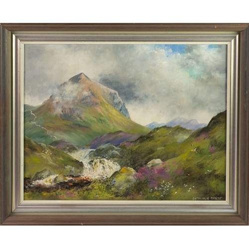 61 - KATHLEEN HURST (TWENTIETH CENTURY)OIL ON CANVAS 'Marsco Glen, Sligachan, Skye' Signed lower right an... 