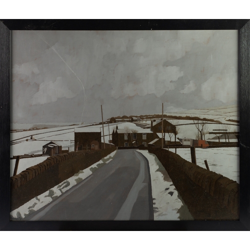 56 - RUSSEL HOWARTH (1927-2020)OIL ON BOARD 'Butter House, Saddleworth' Signed lower left and titled vers... 