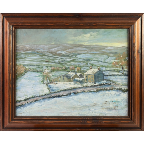 55 - ATTRIBUTED TO RUSSELL HOWARTH (1927-2020)OIL PAINTING ON BOARD Farmhouse in moorland landscape under... 