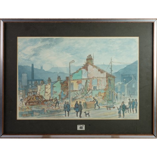 48 - LLOYD GEORGE HIGGINS (1912-1980)PENCIL AND WATERCOLOUR 'Demolition Area' Unsigned 14