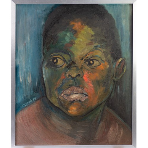 66 - JAMES LAWRENCE ISHERWOOD (1917-1989) OIL PAINTING ON BOARD Head & shoulders of a young African m... 