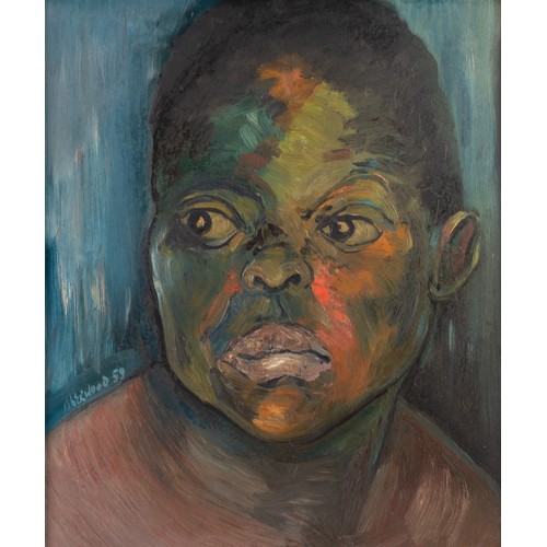 66 - JAMES LAWRENCE ISHERWOOD (1917-1989) OIL PAINTING ON BOARD Head & shoulders of a young African m... 