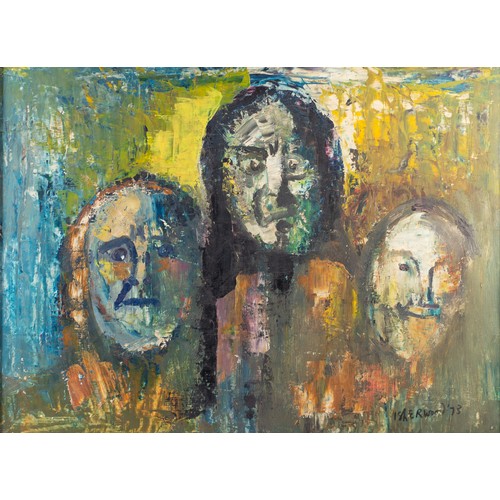 67 - JAMES LAWRENCE ISHERWOOD (1917-1989) OIL PAINTING ON BOARD Abstract study of three male heads Signed... 