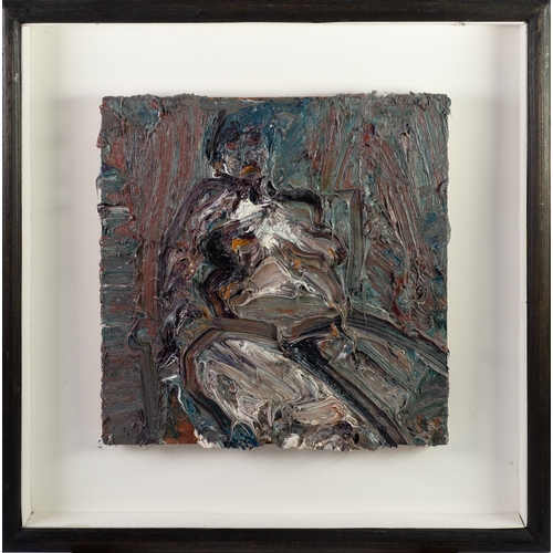 25 - RICHARD FITTON (1990) IMPASTO OIL PAINTING ON BOARD Nude Study of Maxine reclining in a chair 12 1/2... 