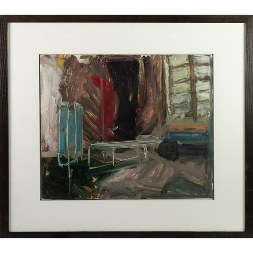 27 - RICHARD FITTON (1990) OIL PAINTING ON ALUMINIUM Interior of a hospital operating theatre Signed, tit... 