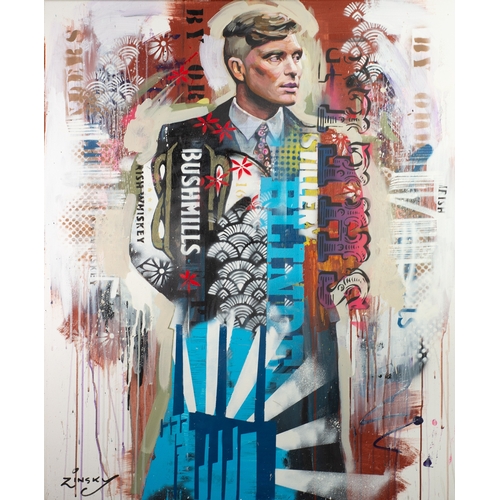 238 - ZINSKY (MODERN)MIXED MEDIA ON CANVAS‘Peaky Blinders’ Signed, titled to gallery label verso39” x 32” ... 