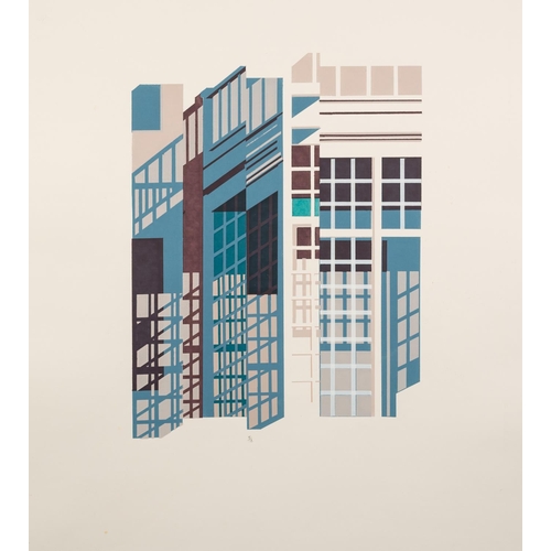 76 - NORMAN JAQUES (1922-2014) TWO UNSIGNED AND UNTITLED LIMITED EDITION COLOUR PRINTS Abstract Architect... 