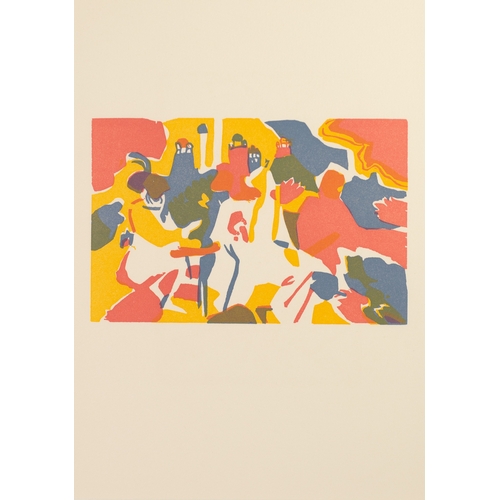 376 - WASSILY KANDINSKY COLOUR WOODCUT ON BUFF COLOURED PAPER‘Orientalisches’ Titled in pen verso5” x 7 ½”... 