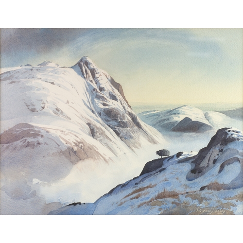 315 - VIVIENNE POOLEY (1944)WATERCOLOUR ‘Pikes O’ Stickle from Rosset Crag in Snow’ Signed, titled verso 1... 