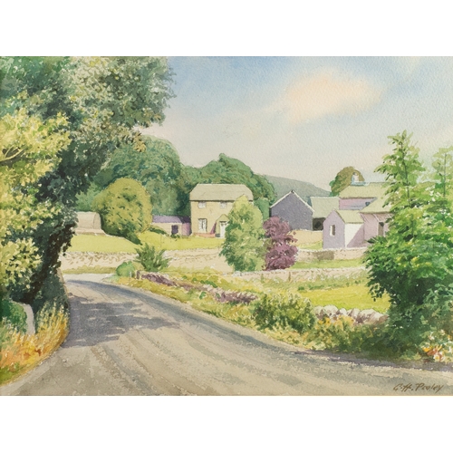 318 - GEOFFREY H POOLEY (1908-2006) WATERCOLOUR ‘Entrance to Lower Biggins, Kirby Lonsdale’ Signed, titled... 