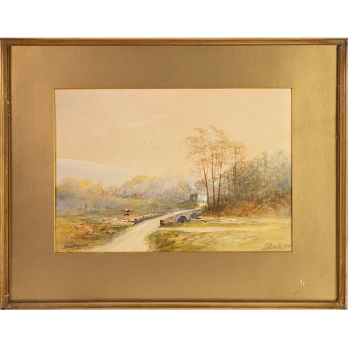 320 - G BATE (EARLY TWENTIETH CENTURY) SUITE OF THREE WATERCOLOURSRural scenes Signed and dated 19219 ¼” x... 