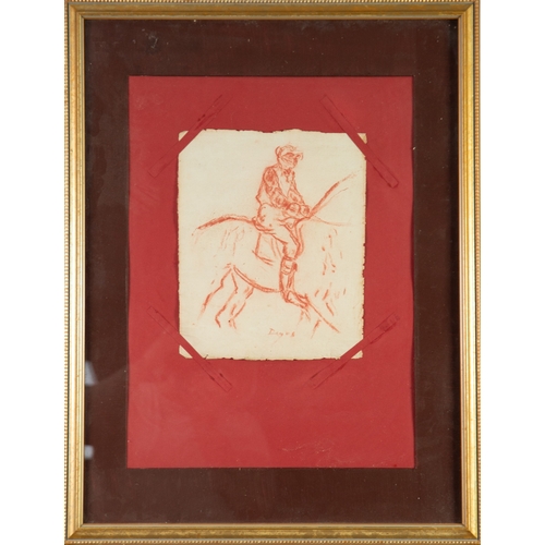 380 - ATTRIBUTED TO EDGAR DEGASRED CHALK DRAWING Study of an equestrian figure Signed 11” x 8 ¾” (28cm x 2... 