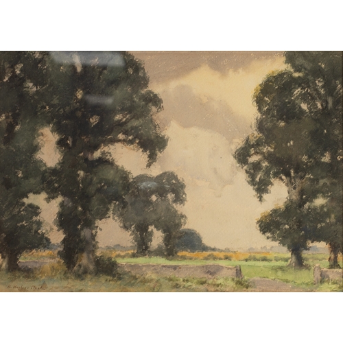 331 - SIR HERBERT HUGHES-STANTON R A., H R M S., R O I., P R W S (1870-1937) WATERCOLOUR A woodland landsc... 