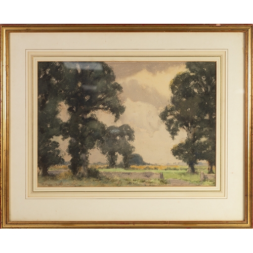 331 - SIR HERBERT HUGHES-STANTON R A., H R M S., R O I., P R W S (1870-1937) WATERCOLOUR A woodland landsc... 