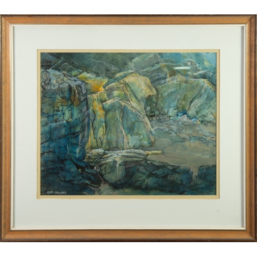 324 - MATTI WILLIAMS (TWENTIETH CENTURY)WATERCOLOUR‘Sea Shore Rock Forms, Rolel Beach, Jersey’ Signed, tit... 