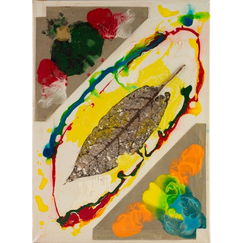 339 - ROSE FELLER (1975) MIXED MEDIA ON CANVASSemi abstract with leaf to the centreUnsigned, attributed ve... 