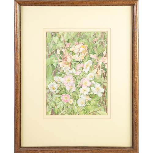 334 - DOROTHY KERRISON (1900-1995) WATERCOLOUR ‘Woodbine (Honeysuckle) and Wild Roses’ Signed, titled to ‘... 